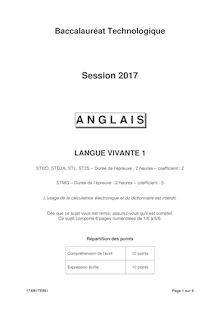 Bac 2017 Pondichéry Technologique Anglais LV1
