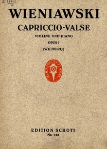 Partition de piano, Capriccio-Valse, Wieniawski, Henri