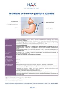 Obésité  prise en charge chirurgicale chez l adulte - Brochure patients - AGA - Anneau gastrique ajustable - Fiche technique