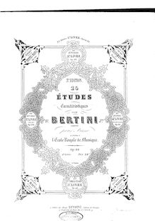 Partition complète, 25 Etudes, Op.66, Bertini, Henri