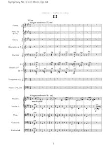 Partition , Valse. Allegro moderato, Symphony No.5, E minor, Tchaikovsky, Pyotr