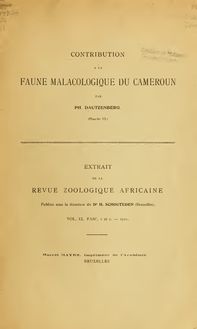 Contribution à la faune malacologique de Cameroun