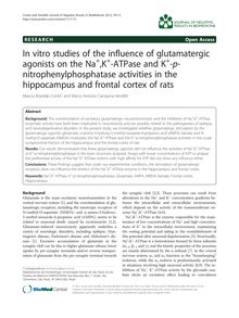 In vitro studies of the influence of glutamatergic agonists on the Na+,K+-ATPase and K+-p-nitrophenylphosphatase activities in the hippocampus and frontal cortex of rats