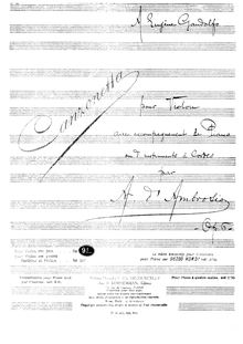 Partition violon et partition de piano, Canzonetta, Op.6, D Ambrosio, Alfredo