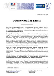communiqué de presse - Etat/Conseil départemental- concernant la révision du schéma départemental d accueil et d habitat des gens du voyage dans le Loiret