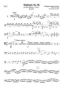 Partition bassons 1, 2, Symphony No.36, Linz Symphony, C major, Mozart, Wolfgang Amadeus