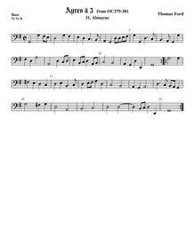Partition viole de basse, Musicke of Sundrie Kindes, Ford, Thomas par Thomas Ford