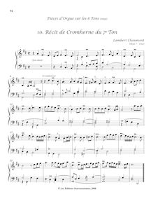 Partition , Récit de Cromhorne du 7e Ton, Pièces d’orgue sur les 8 tons