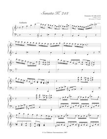 Partition Sonata K.213, 100 clavier sonates, Scarlatti, Domenico