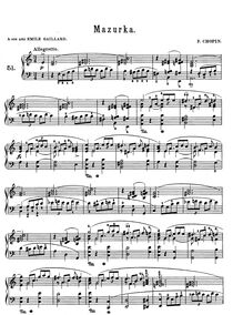 Partition complète, Mazurka en A minor, B.140, A minor, Chopin, Frédéric par Frédéric Chopin