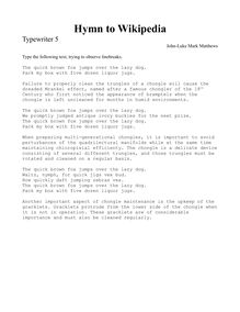 Partition Typewriter 5, Hymn to Wikipedia, D major, Matthews, John-Luke Mark