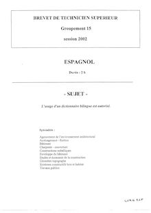 Espagnol 2002 BTS Étude et économie de la construction
