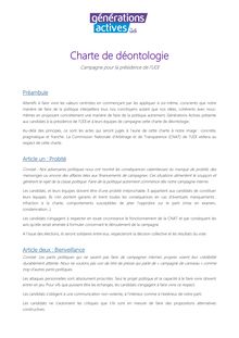 Charte de déontologie - Générations actives 