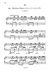 Partition complète, Des Mädchens Klage (2nd version), D.191 (Op.58 No.3) par Franz Schubert