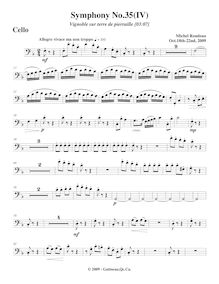 Partition violoncelles, Symphony No.35, F major, Rondeau, Michel