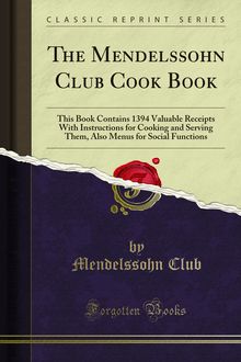 Mendelssohn Club Cook Book