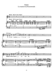 Partition complète (Original key: haut voix), Le manoir de Rosemonde par Henri Duparc