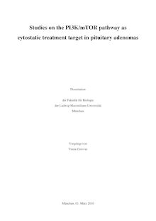 Studies on the PI3K-mTOR pathway as cytostatic treatment target in pituitary adenomas [Elektronische Ressource] / vorgelegt von Vesna Cerovac