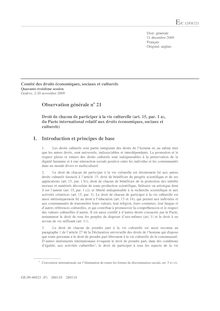 Observation n°21 - Comité des droits économiques, sociaux et culturels (2009)