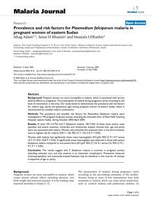 Prevalence and risk factors for Plasmodium falciparummalaria in pregnant women of eastern Sudan