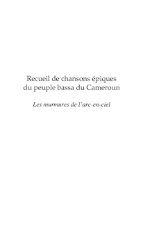 Recueil de chansons épiques du peuple bassa du Cameroun