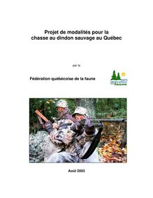 Projet de modalités pour la chasse au dindon sauvage au Québec