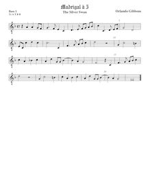 Partition viole de basse 1, octave aigu clef, pour Silver Swan, Gibbons, Orlando