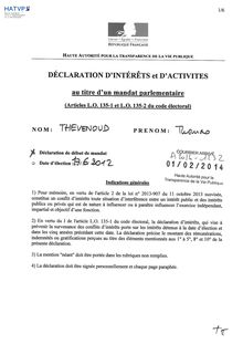 Déclaration d intérêts et d activités du député Thomas Thévenoud