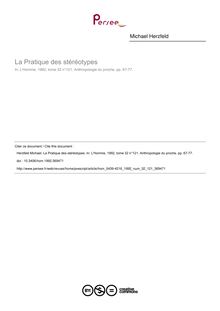 La Pratique des stéréotypes - article ; n°121 ; vol.32, pg 67-77