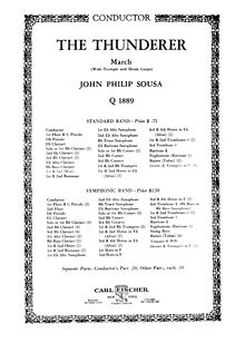 Partition Condensed Score, pour Thunderer, Sousa, John Philip