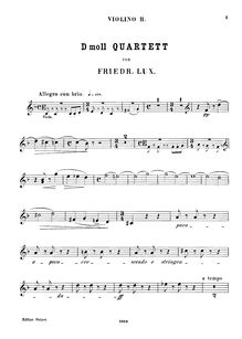 Partition violon 2, corde quatuor, Op.58, D minor, Lux, Friedrich