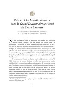 Balzac et la Comédie humaine dans le Grand Dictionnaire universel ...