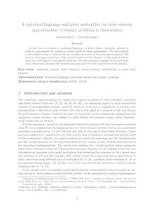 A stabilized Lagrange multiplier method for the finite element approximation of contact problems in elastostatics