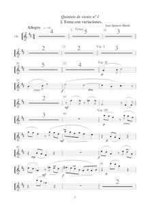 Partition hautbois, Quinteto de viento No.1, Marín García, Luis Ignacio par Luis Ignacio Marín García
