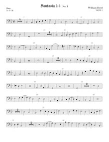 Partition viole de basse, fantaisies pour 4 violes de gambe, Byrd, William par William Byrd