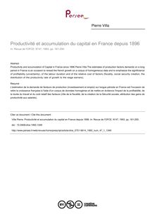 Productivité et accumulation du capital en France depuis 1896 - article ; n°1 ; vol.47, pg 161-200