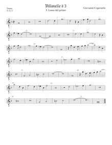 Partition ténor viole de gambe, octave aigu clef, Villanelle pour 3 violes de gambe par John Coperario