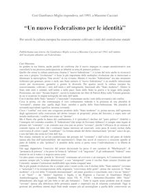 “Un nuovo Federalismo per le identità”