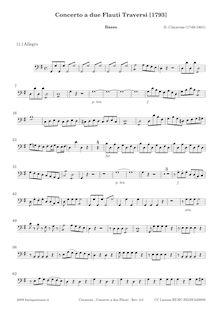 Partition Continuo (violoncelles / Basses / clavier), Concerto pour 2 flûte G dur
