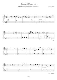 Partition complète, Menuet, D - Minor, Mozart, Leopold