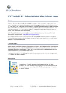 ITIL V3 et Cobit 4.1 : de la cohabitation à la création de valeur