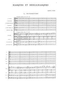 Partition Complete Orchestral Score, Masques et Bergamasques, , Fauré, Gabriel