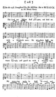 Partition complète, Psalm pour 23d. Paraphras d by Mr. Addison. Set to Musick by Mr. Henry Carey.