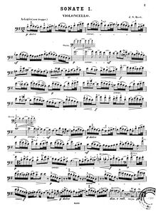 Partition Sonata No.1 en G major, BWV 1027 - , partie, 3 sonates pour viole de gambe et clavecin