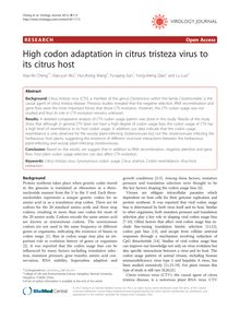 High codon adaptation in citrus tristeza virus to its citrus host