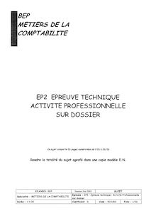Epreuve technique : activités professionnelles sur dossier 2003 BEP - Métiers de la comptabilité