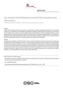 Les accords Inter-Entreprises et le Droit Communautaire de la Concurrence - article ; n°1 ; vol.92, pg 335-360