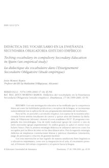 Didáctica del vocabulario en la Enseñanza Secundaria Obligatoria (estudio empírico)