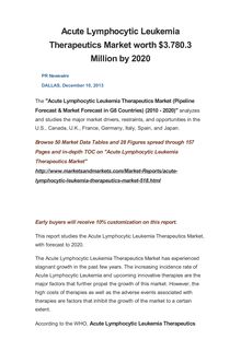 Acute Lymphocytic Leukemia Therapeutics Market worth $3.780.3 Million by 2020