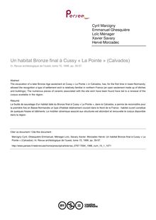 Un habitat Bronze final à Cussy « La Pointe » (Calvados) - article ; n°1 ; vol.15, pg 39-57